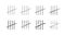 Prison symbols, Jail tally marks. Hand drawn Lines or sticks, strokes sorted by four and crossed out. Vector symbols.