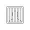 Prisoner behind bars icon, outline style