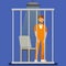 Prisoner behind Metal Bars Vector Illustration