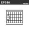 Prisoner cell icon. Law and judgement line icon. Vector object