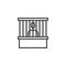 Prisoner at court dock line icon