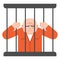 Prisoner in jail. convict holds on to bars.