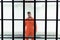 prisoner in prison cell with metallic bars