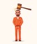 Prisoner in prison. Character design. Cartoon illustration