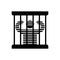 Prisoner in prison icon. Perpetrator and bars on windows.