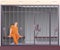 Prisoner sitting in cell in police station or prison. Security department office vector illustration. Young man on bench