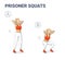 Prisoner Squats Feale Home Workout Exercise Guide. Squatting Athletic Young Woman in Sportswear Exercising on Her Butt.