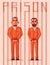 Prisoners in prison. Character design. Cartoon illustration