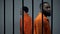 Prisoners walking in jail cell, long imprisonment, feeling hope for freedom