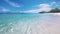 Pristine beach with crystal clear waters and palm trees