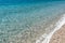 Pristine and calm Mediterranean sea water next to the shoreline, Sicily