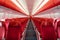 Pristine Empty aircraft red interior. Generate Ai