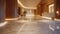 A pristine epoxy floor reflects the elegant lights and furnishings of a luxurious hotel hallway, enhancing the opulence