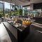 A pristine and modern kitchen with a marble countertop