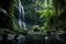 a pristine waterfall flowing in intact rainforest
