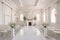 pristine white room with intricate ceremony setup for a classic, elegant wedding