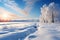 Pristine winter sunrise a serene background with ample text space