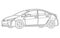 Prius cars vector illustration outline, Vector illustration of a popular hybrid car outline