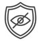 Privacy browser emblem line icon. Secure, protection, website symbol with crossed eye. World wide web vector design