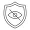 Privacy browser emblem thin line icon. Secure protection web symbol with crossed eye. World wide web vector design
