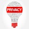 PRIVACY bulb word cloud collage