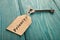 privacy concept - vintage key with tag with inscription