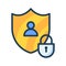 Privacy lock security shield single isolated icon with filled line style