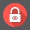 Privacy protection, Lock with eye flat icon. Round colorful button, circular vector sign with long shadow effect.