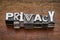 Privacy word in metal type