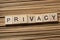 PRIVACY word written on wood abc block