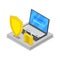 Private access on laptop isometric 3D icon