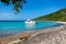 Private boat at seashore carribean vacation getaway