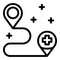 Private clinic map route icon, outline style