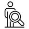 Private clinic search person icon, outline style