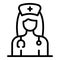 Private clinic woman doctor icon, outline style