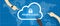 Private cloud within a company icon of secure data store hand managing