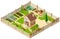 Private country house and garden. 3d isometric illustration