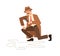 Private detective look through magnifying glass at crime scene vector flat illustration. Professional cartoon inspector