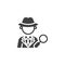 Private detective with Magnifying glass vector icon