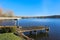 Private dock with jet ski lifts and covered boat lift, Lake Washington.