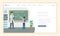 Private educational institution landing page template. Chemistry teacher and pupil at chalkboard teaching molecules