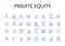 Private Equity line icons collection. Venture Capital, Hedge Fund, Equity Stake, Angel Investor, Buyout Firm, Investment