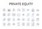 Private Equity line icons collection. Venture Capital, Hedge Fund, Equity Stake, Angel Investor, Buyout Firm, Investment