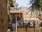 Private  house balcony decorated with various religious objects in Christian quarters in the old city of Jerusalem, Israel