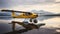 Private hydroplane aircraft parked in water airport on the lake in Alaska, Generative AI