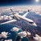 Private jet for luxury business flying high in the sky above the earth