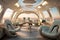 Private jet\\\'s futuristic modern interior, where sleek design elements meet unparalleled comfort. Ai generated