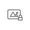 Private, lock, photo vector icon. Multimedia minimalist outline vector icon