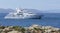 Private luxury Superyacht  anchored off the beach of the spanish coastline at Rose