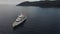 Private luxury yacht, aerial view. Private huge super yacht. South coast of Italy.